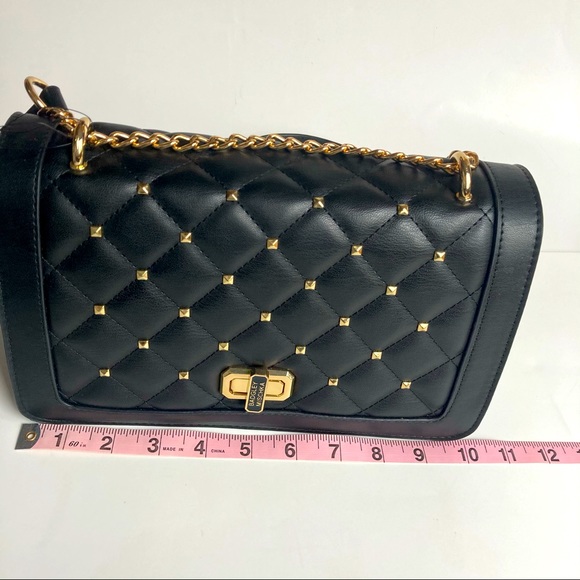 NWT Badgley Mischka Crossbody bag w/Square Gold Studs - Picture 10 of 11